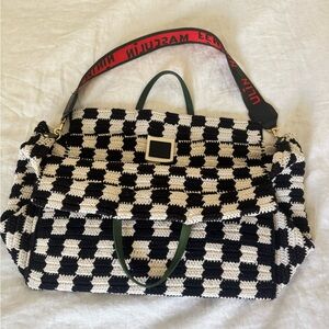 Clare V. Black and White Checkered Tote Bag